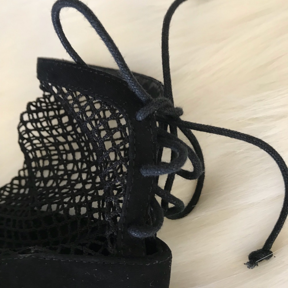Zara High Heels Black Mesh Lace Up Size 6 - Picture 7 of 8
